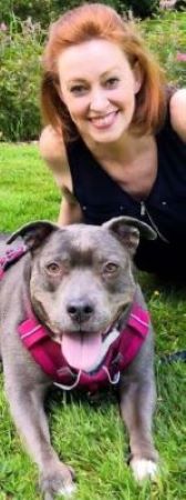 Sandy and her dog Tess relaxing at the park />
<p class=